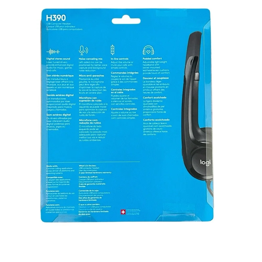 Logitech ClearChat Comfort/USB Headset H390 Black‎ NEW!